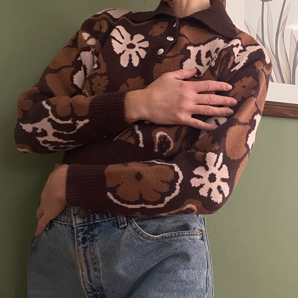 Cropped patterned sweater - Picture 3 of 4